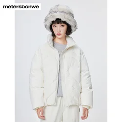 Metersbonwe-Women's Jacket Puffer Fluffy 90 Duck Down Stand Collr Loose Casual Thickened Warm Wear Winter