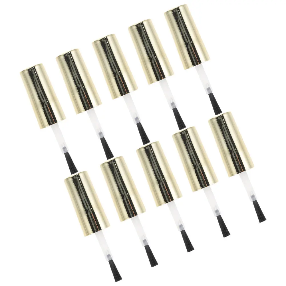 10Pcs Nail Gel Bottle Caps with Brush Small Lightweight Replacement Caps for Nail Bottles Safe Soft Bristles Salon Beauty Home