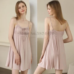 Modal Suspended Sleeping Dress Women's Summer Nightgowns Sexy Home Clothes Sling Skirt Solid Intimate Lingerie Female Nightdress