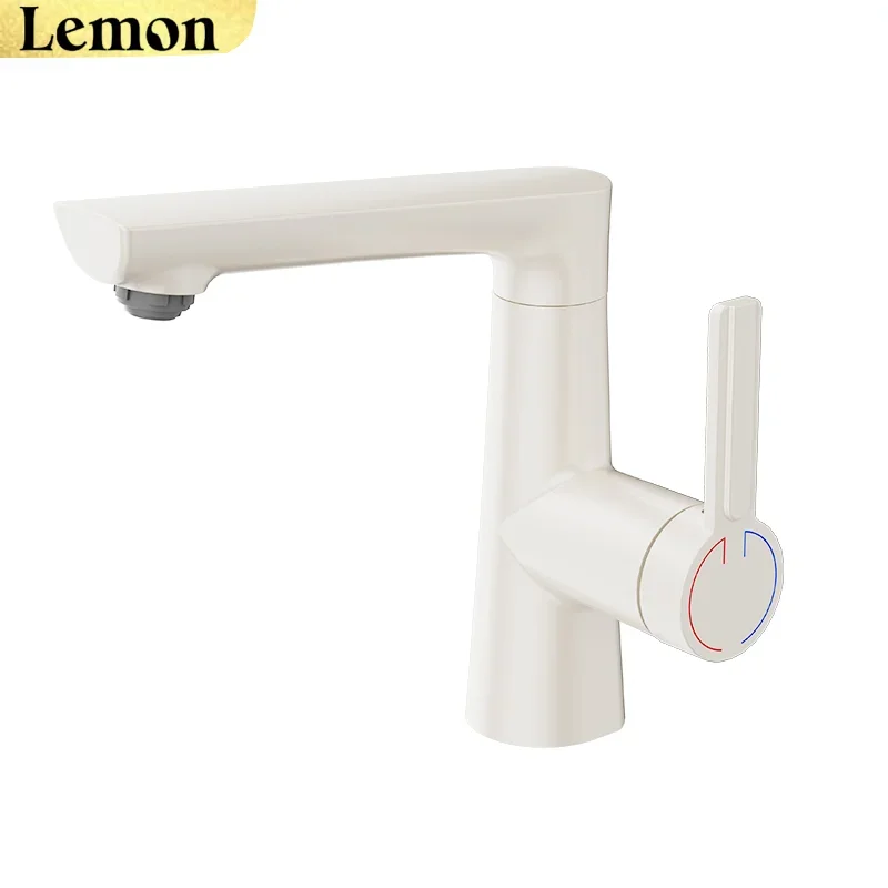 Cream White Lift Wash Basin Faucet Household Wash Basin Pull-Out Bathroom Basin Hot And Cold Water Tap Sink Faucet