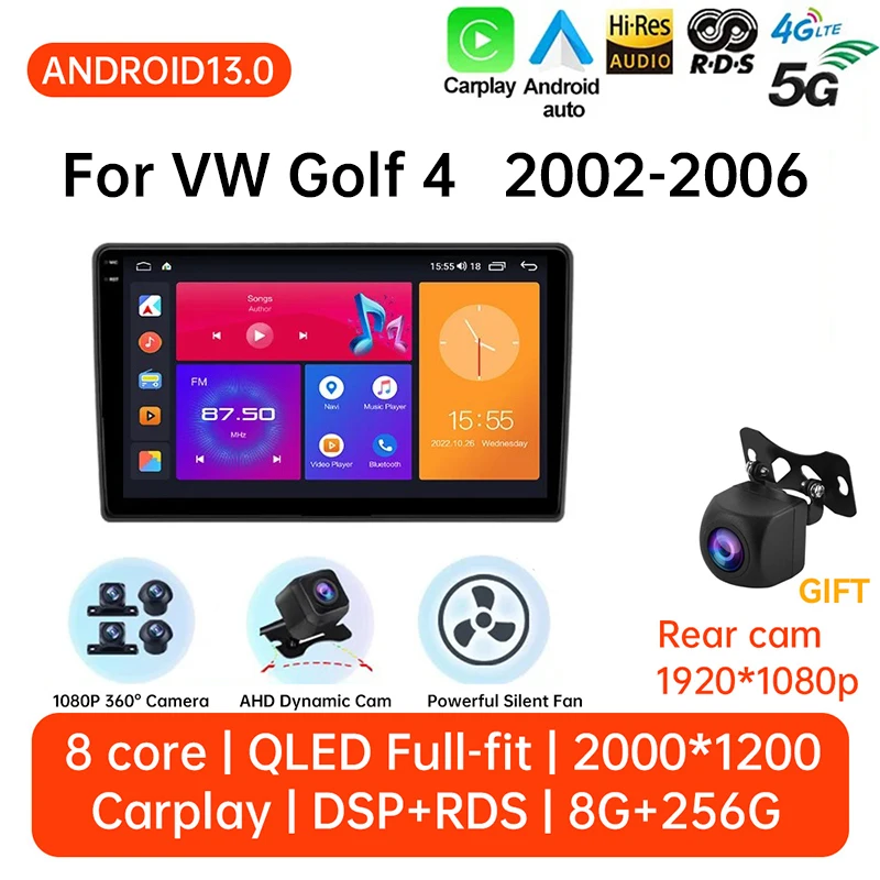 

For Volkswagen VW Golf 4 IV Jetta MK4 Classics Car Radio Android 13 Multimedia Player Carplay GPS Android Auto Stereo DSP 2 Din