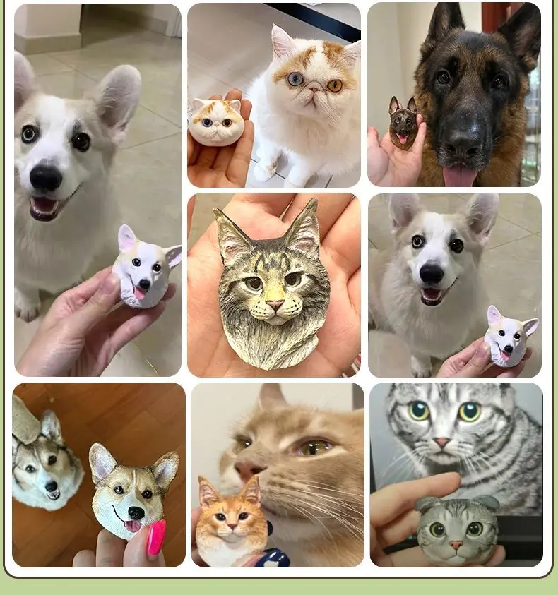 Custom Hand-painted Pet Portrait Fridge Magnet Memorial Gift_voghion.com