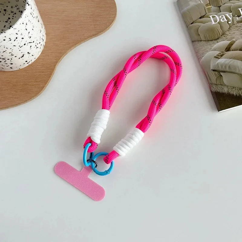 INS color Mobile Phone Lanyard Hanging Decoration Can Be Carried Twist Rope Anti-loss Pendant Fashion Strong Wrist Short Straps