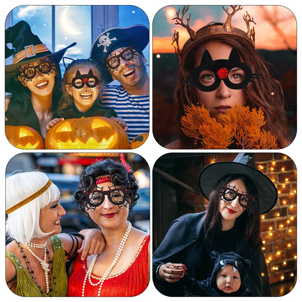 4 قطع من النظارات المزخرفة للهالوين، دعائم الحفلات الإبداعية، إكسسوارات تنكرية خفيفة الوزن، نظارات مضحكة