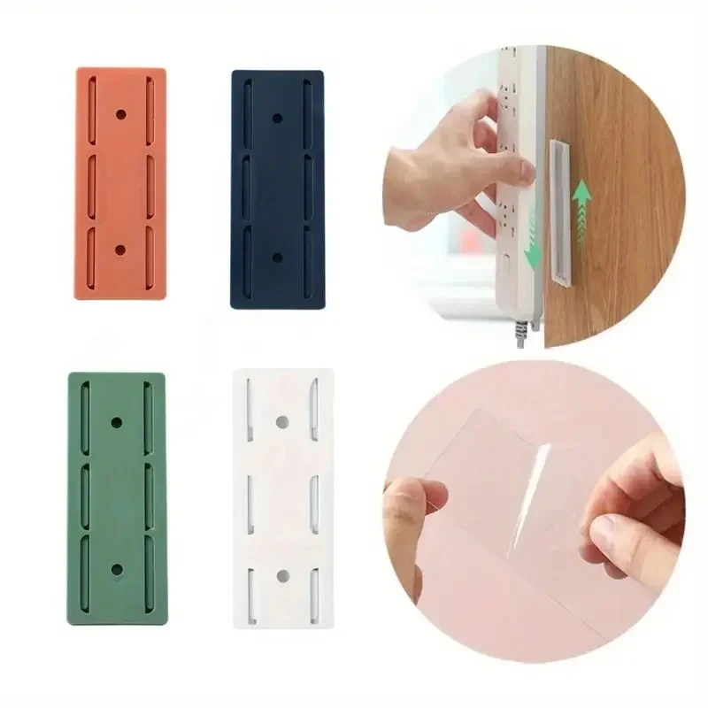 1-10pc Self-Adhesive Socket Fixer Hanging Power Strip Holder Wall Holder Cable Fixator Removable Office Household Organizer