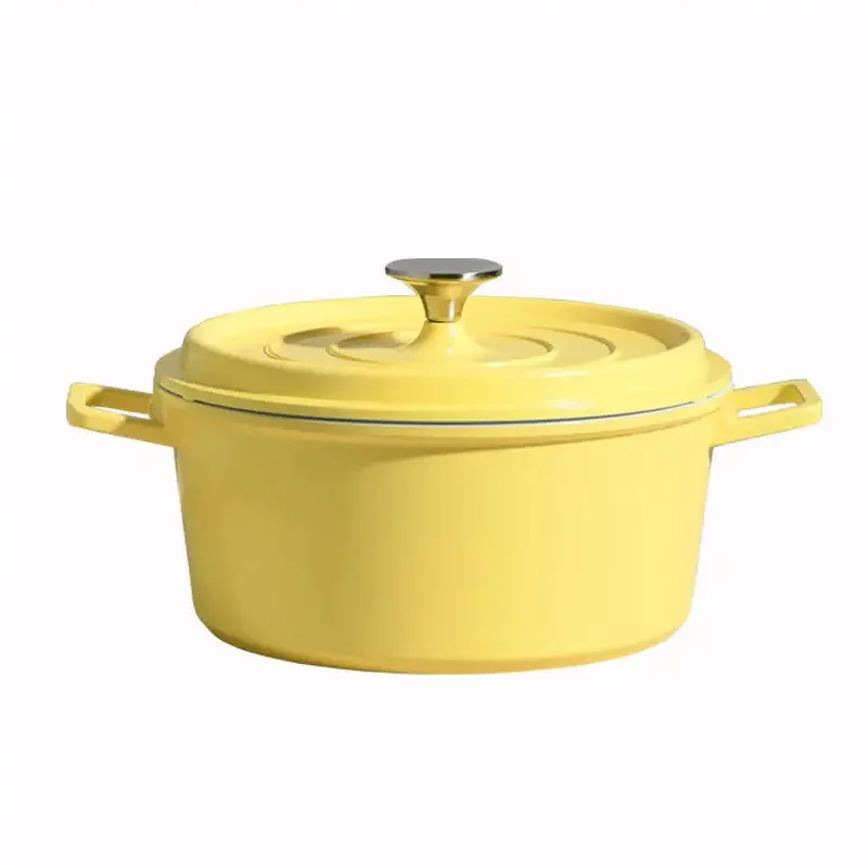 

European binaural style enamel cookware cooking set Heat-resistant binaural enamel pot set Ceramic coated pot