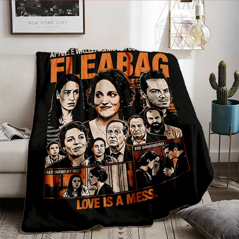 Fleabag Graphic Warm Blanket Phoebe Waller-Bridge BBC Comedy Cozy Blanket Vintage Bootleg Style