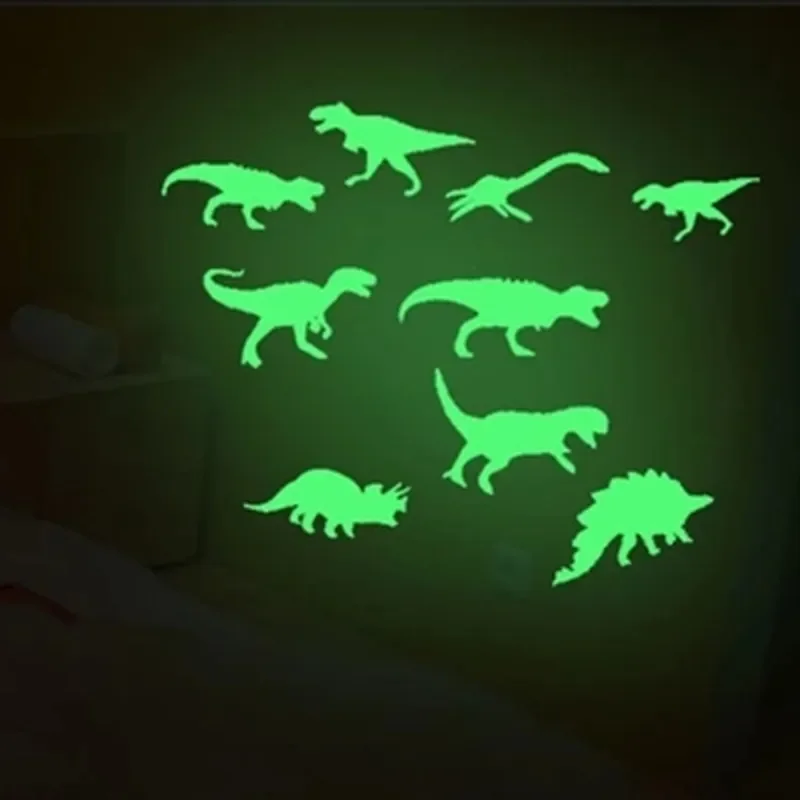 9Pcs/set Fluorescent Dinosaurs Stickers Baby Kids Toy Children Luminous Dinosaurs Sticker For Kids Kid Glow in the Dark Toys