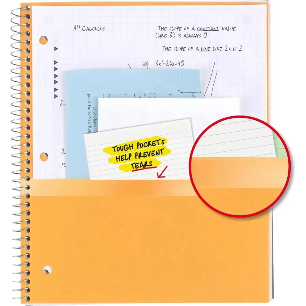 

Блокнот на спирали с учебным приложением — графическая бумага 8,5x11 дюймов, 100 листов, водостойкая оранжевая обложка Sedona