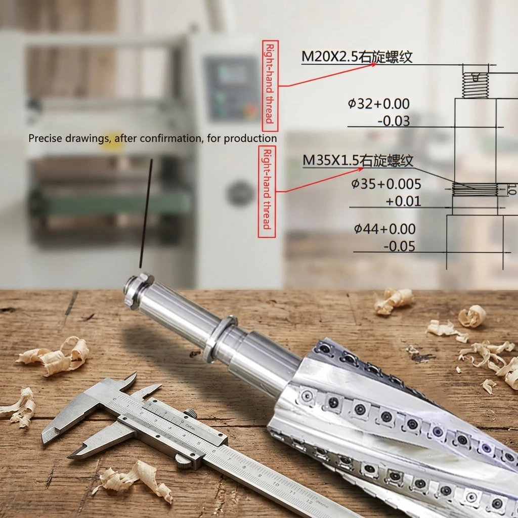 Woodworking Planer Cutterhead High Precision Low Noise Smooth Surface Finishing With Insert Blade 15*15*2.5*30°-R150