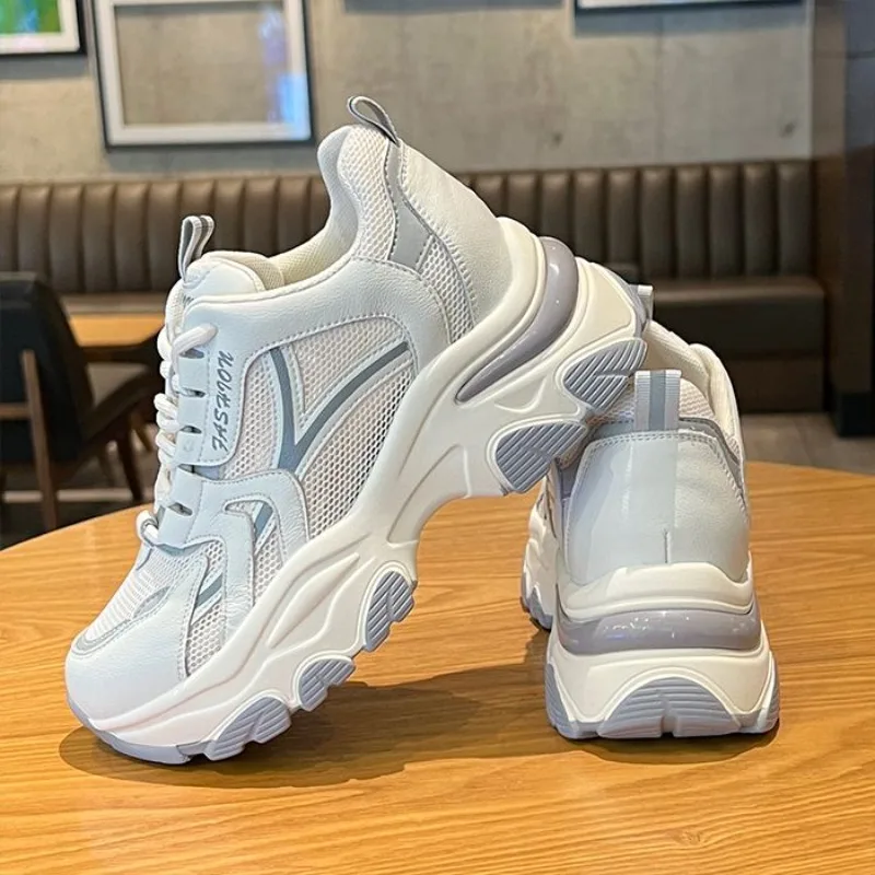 

2025 New Women's Versatile Dad Shoes Summer Mesh Breathable Hidden Height Increase Casual Sports Shoes Ins Style Hot Sale