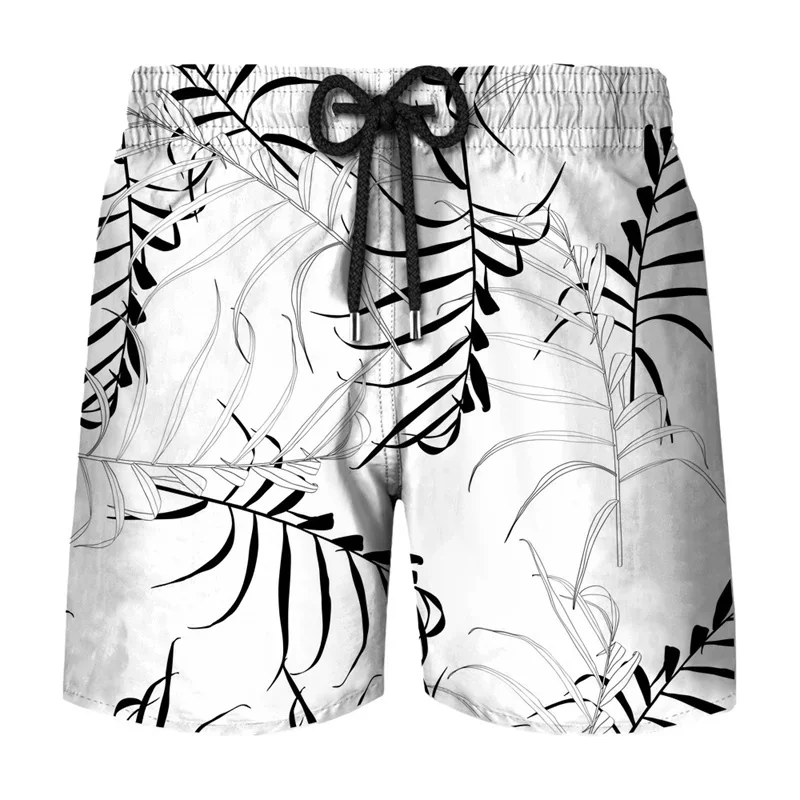 Short de plage imprimé 3D pour hommes, maillot de bain simple, short de planche à plantes tropicales, séchage rapide, cuir chevelu, vacances de loisirs d'été, surf