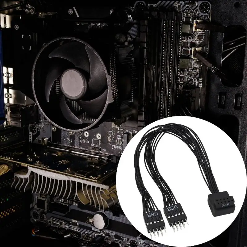 R2LF Cài đặt nhanh chóng không cần dụng cụ USB Bent Header Cáp chia 9 chân cho hiệu quả