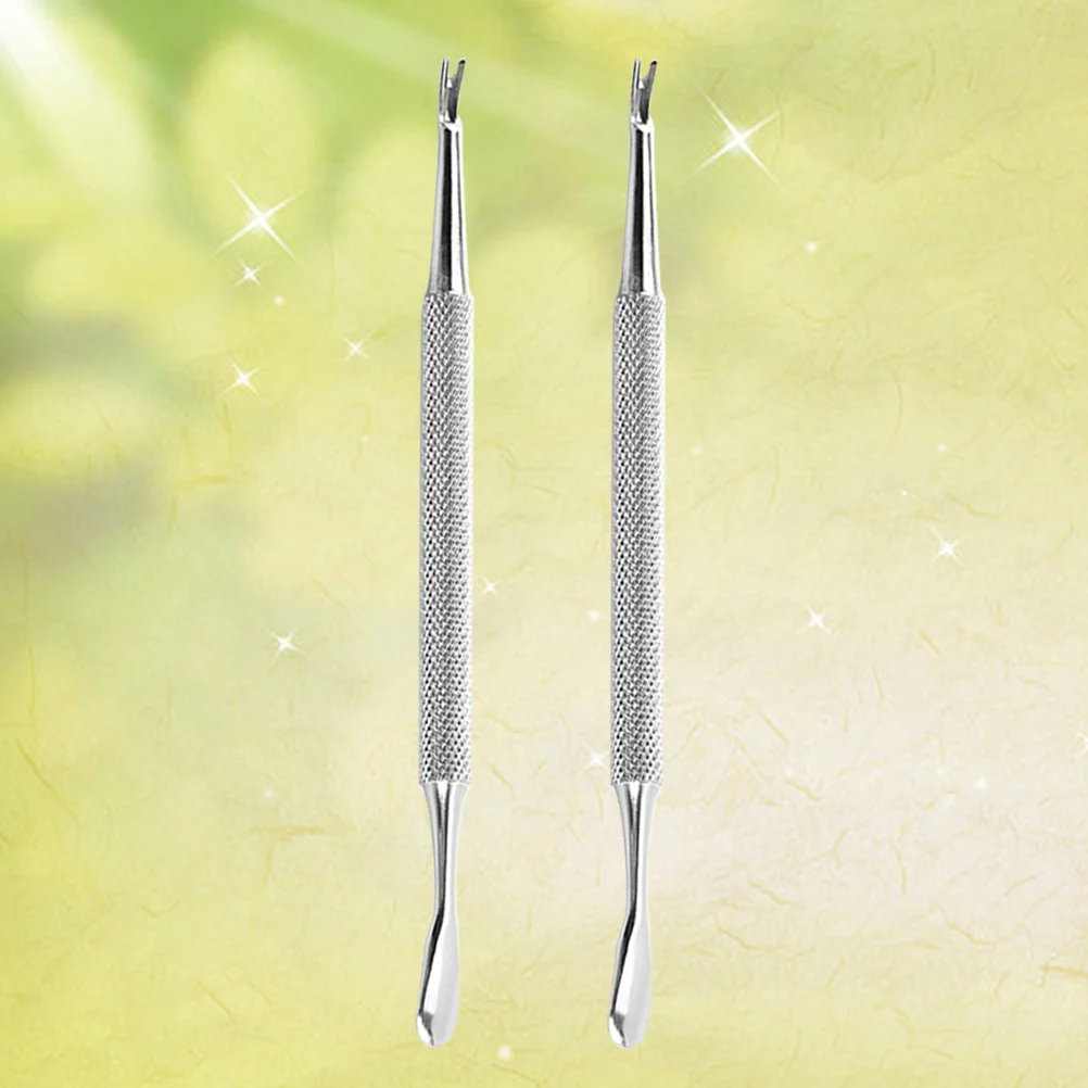 

2Pcs Stainless Steel Nail Tool Cuticle Remover Curved End Dead Skin Fork for Acrylic Nails Nail Art Supplies Dead Skin Fork