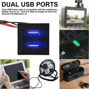 Duální USB nabíječka do auta kompatibilní s Transporter T5 2003-2009, prémiový adaptér 5V 3A pro auto 10 nejlepší prodej USB zásuvka pro VW T5 Multivan - №7