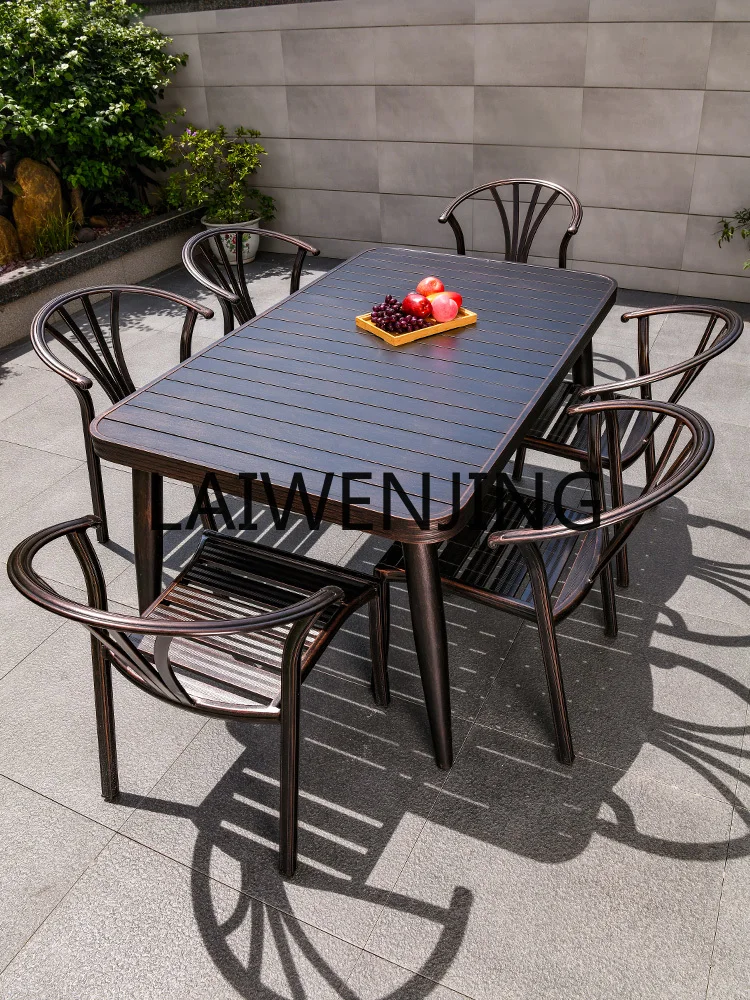 RWJ Garden Aluminum Alloy Cast Aluminum Simple Dining Table Outdoor Terrace Armchair round Table