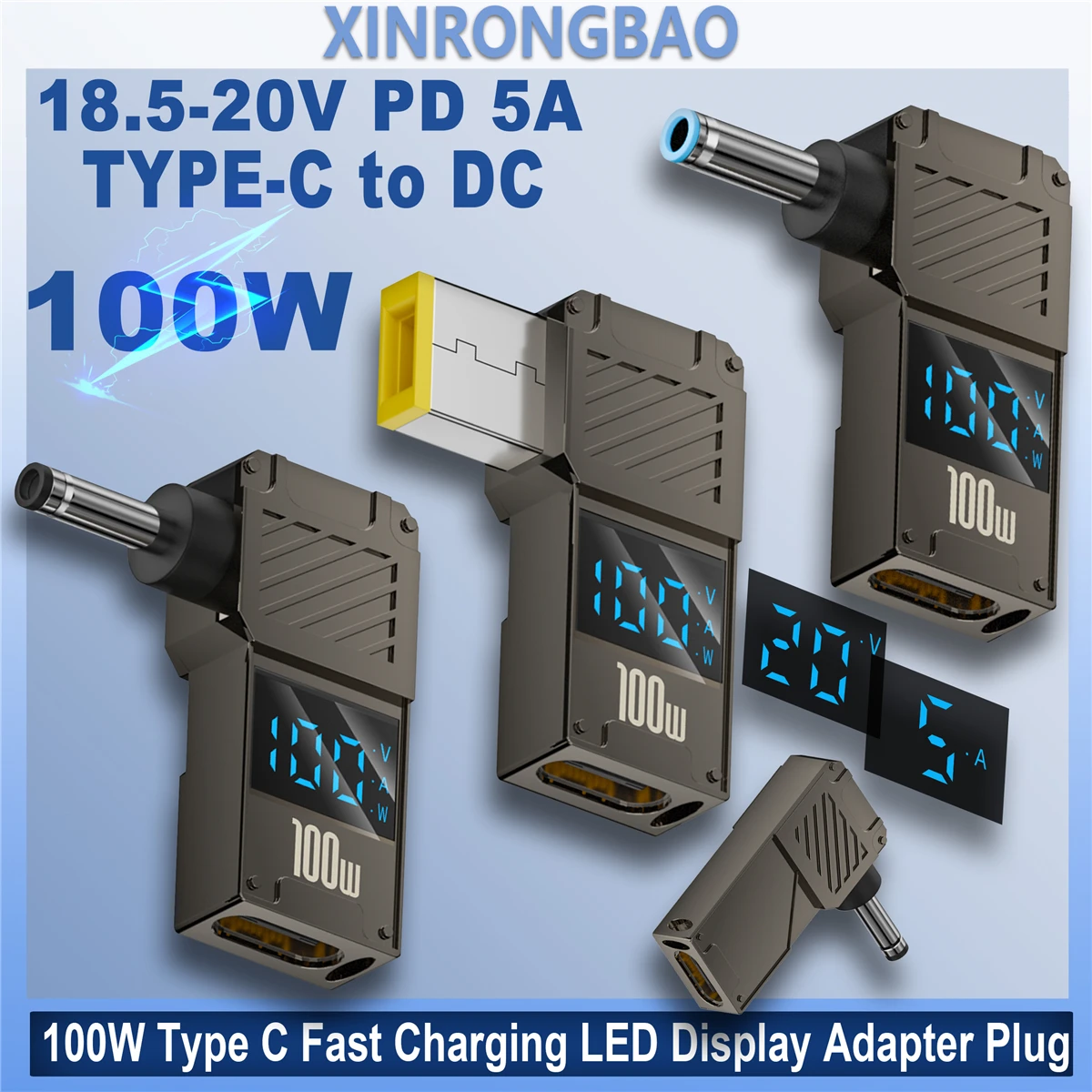 PD100W Type-C to DC Plug Converter USB C to DC Laptop Charging Adapter Power Charger Connector Tip for Lenovo Thinkplus HP DELL