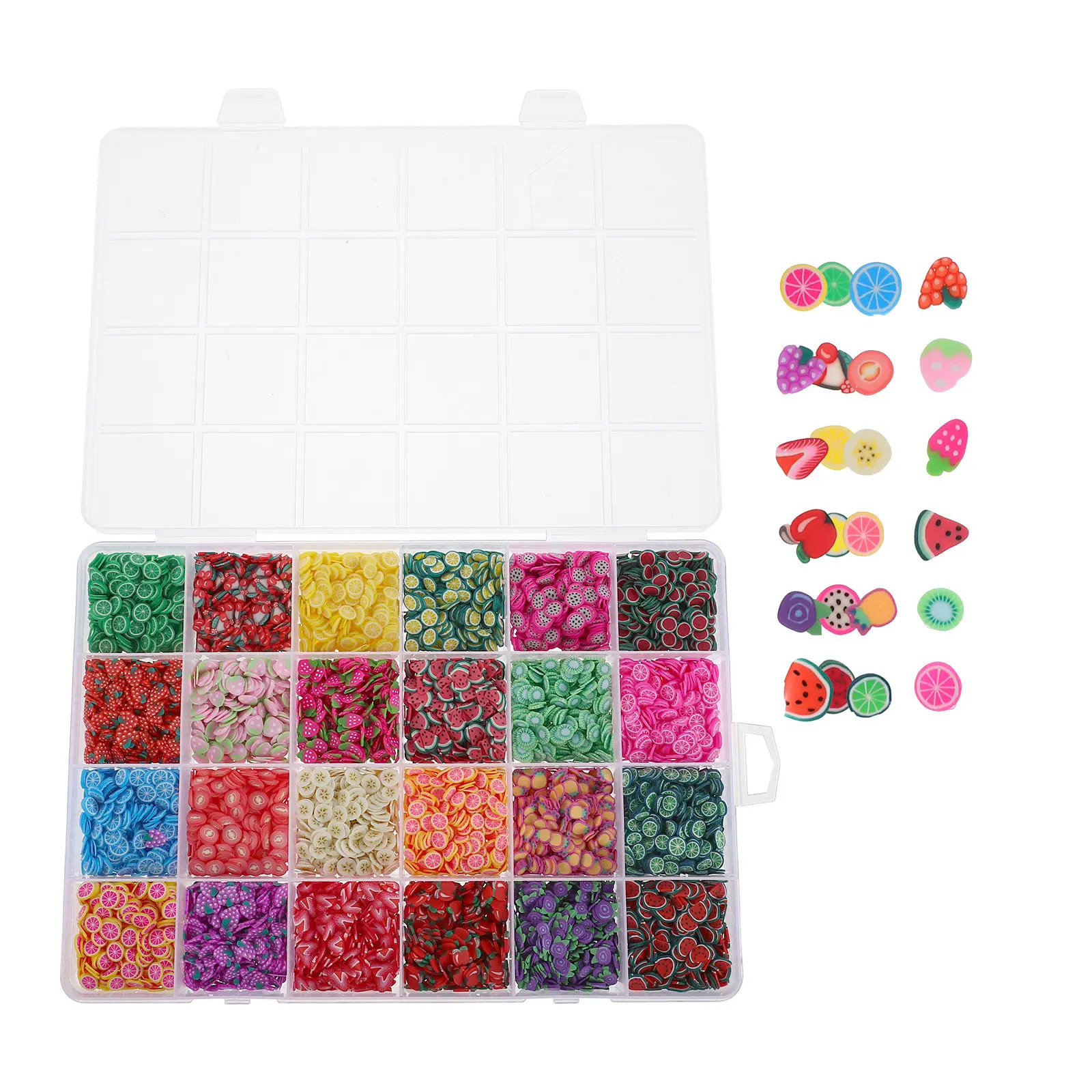 24-Grids Fruit Polymer Clay Slices Nail Art Supplies DIY Manicure Decoration Clay Sprinkles Nail Embellishments