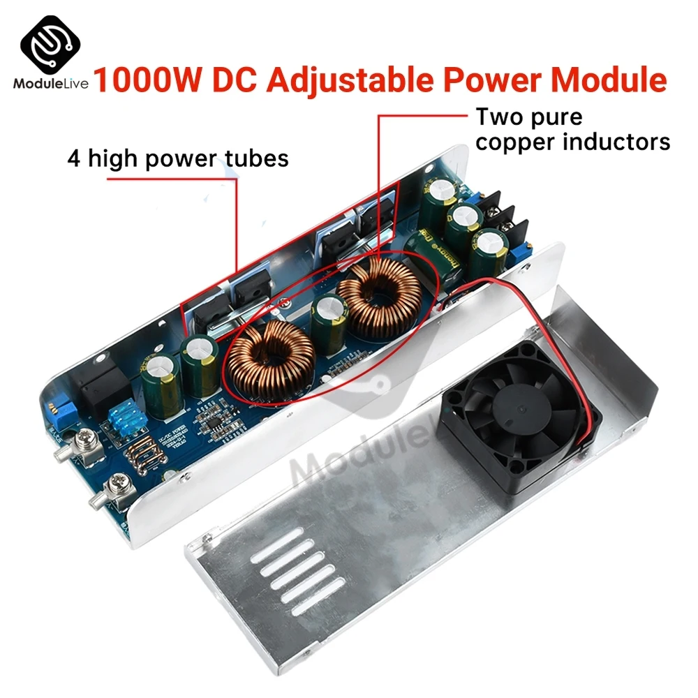 1000W Voltage Converter CV Boost Converter Step Up Module Power Supply 40A DC-DC 10-75V to 12-85V Adjustable Voltage Charger