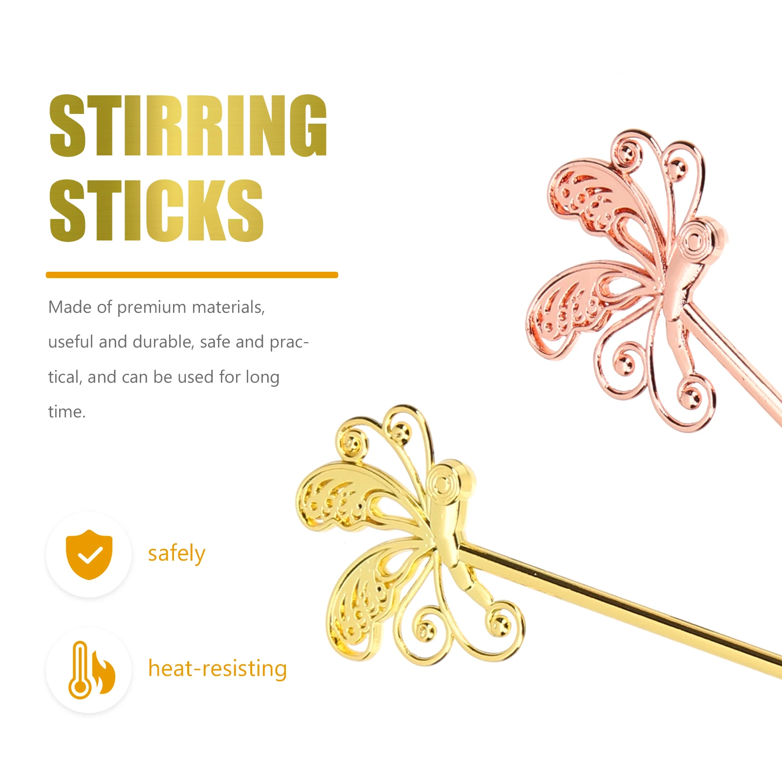 

2pcs Sealing Stirring Sticks Lightweight Easy Store Stainless Steel Golden Butterfly Rose Gold Stirring Rods Melting Wax Seals