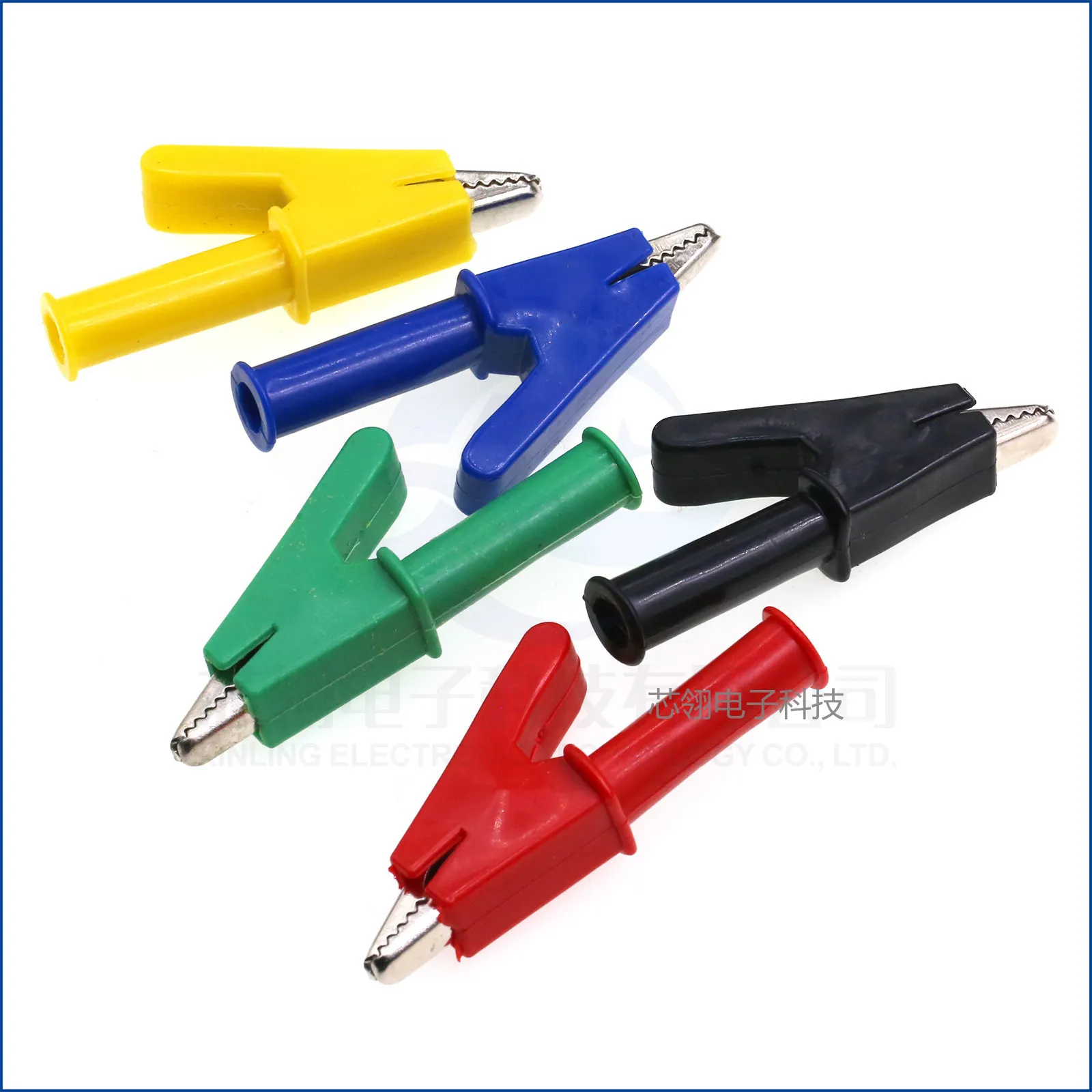 5PCS 30A 1000V Plastic Opening 10MM Round Handle Crocodile Test Adapter Clip Probe Pen Test Alligator 4mm Banana Plug Insulated