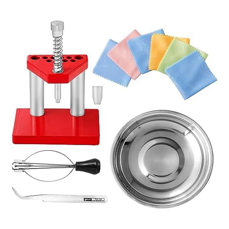 Watch Puller Remover Puller Plunger Remover Set + 3 Pieces Cleaning Cloth+Tweezers+Metal Dividers Durable Easy To Use