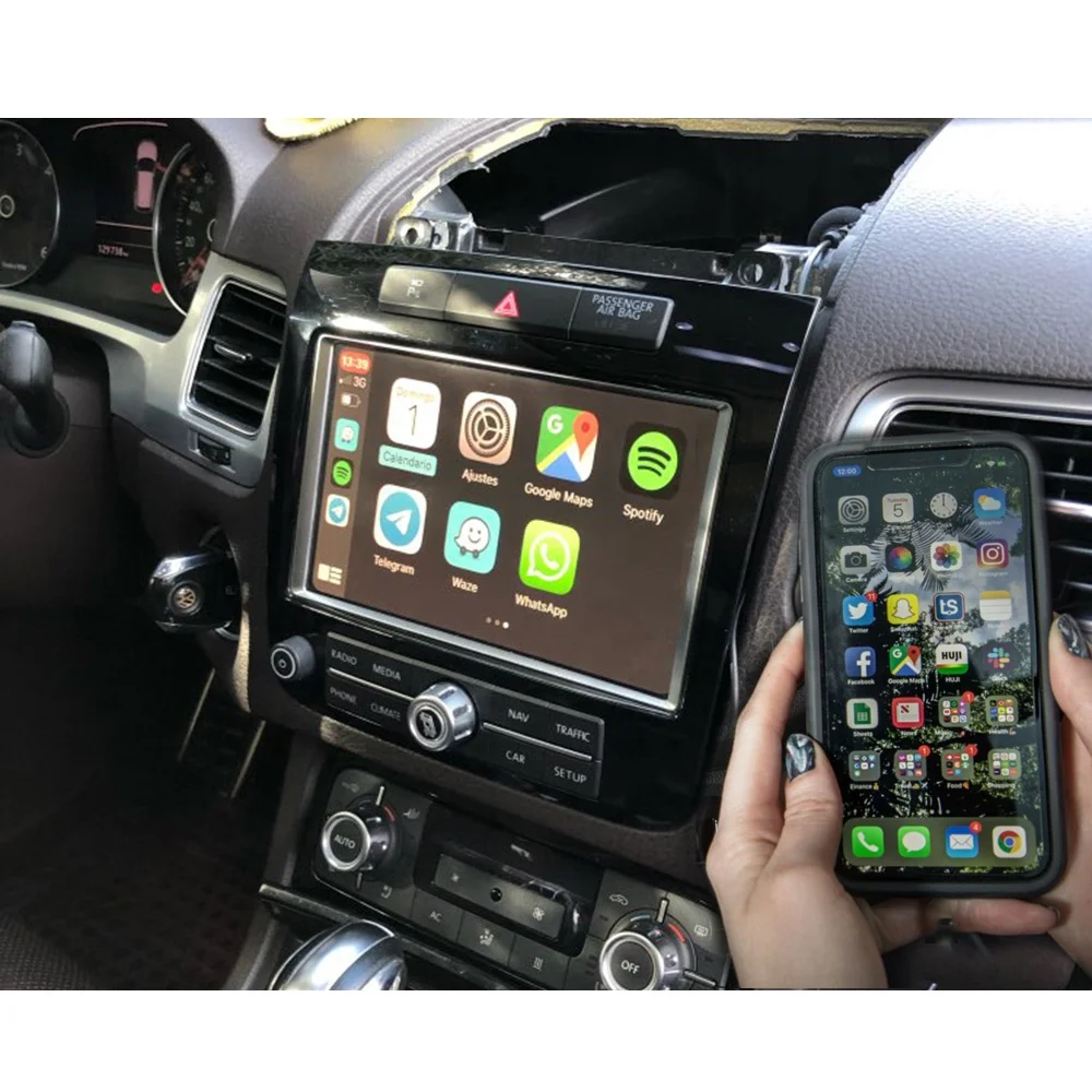 

Обновленная Беспроводная Автомагнитола Carplay Android для VW Touareg RNS850, Модернизированная навигация CarPlay, умная система Mirrorlink