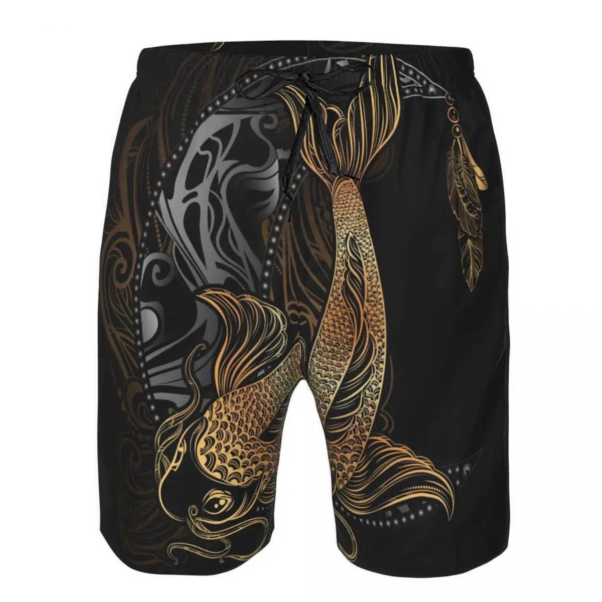 

Gold Koi Carp With Lotus And Crescent Quick Dry Swimming Shorts For Men Swimwear Swimsuit Swim Trunk Bathing Beach Wear