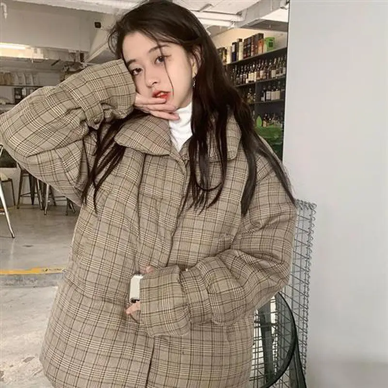 

Gagarich 2022, осенне-зимняя новая клетчатая пуховая куртка в студенческом стиле, женская корейская версия, свободный халат, парки