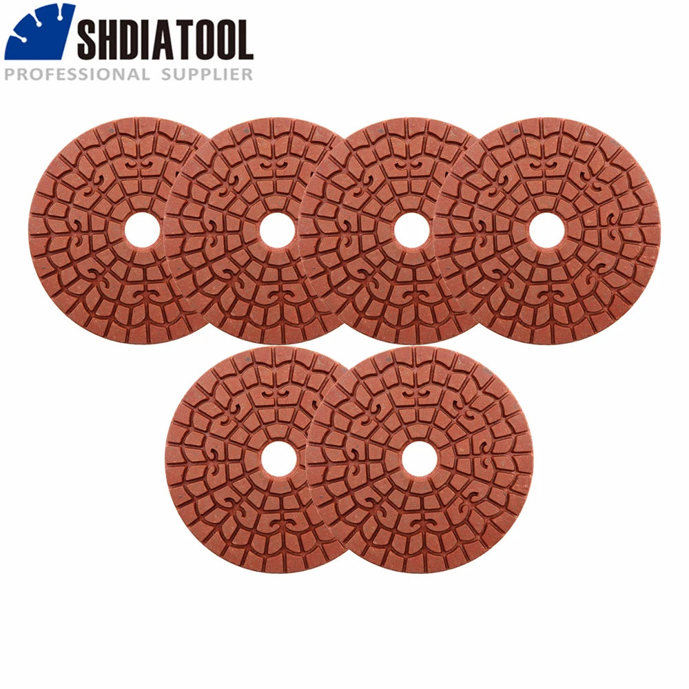 

SHDIATOOL 1Set Diamond Wet Polishing Pads 4inch 2pcs#50+2pcs#100+1pc#200+1pc#400 Sanding Disc Granite Stone Tile Rough Grinding