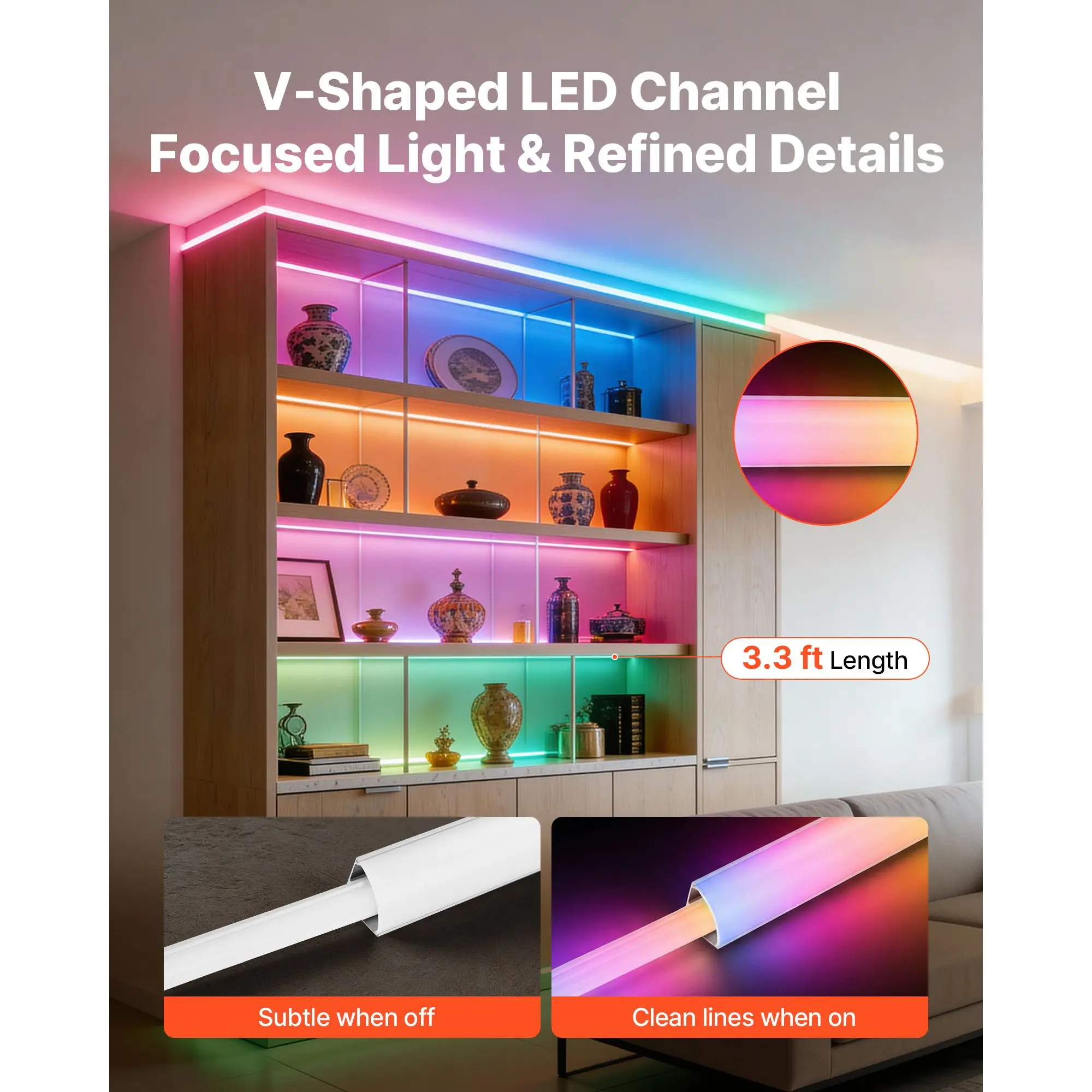 

20-Pack 3.3 ft/1M V Shape LED Aluminum Channel, with Milky Cover, End Caps and Mounting Clips, Aluminum Profile for LED Strip
