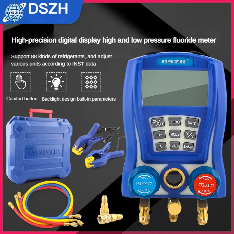 WK-6889 Elektronisches Fluoridmessgerät, Digitalanzeige, Kühlverteiler, Messgerät, Vakuumdruck, Manomete, Kompressor, Werkzeuganzeige