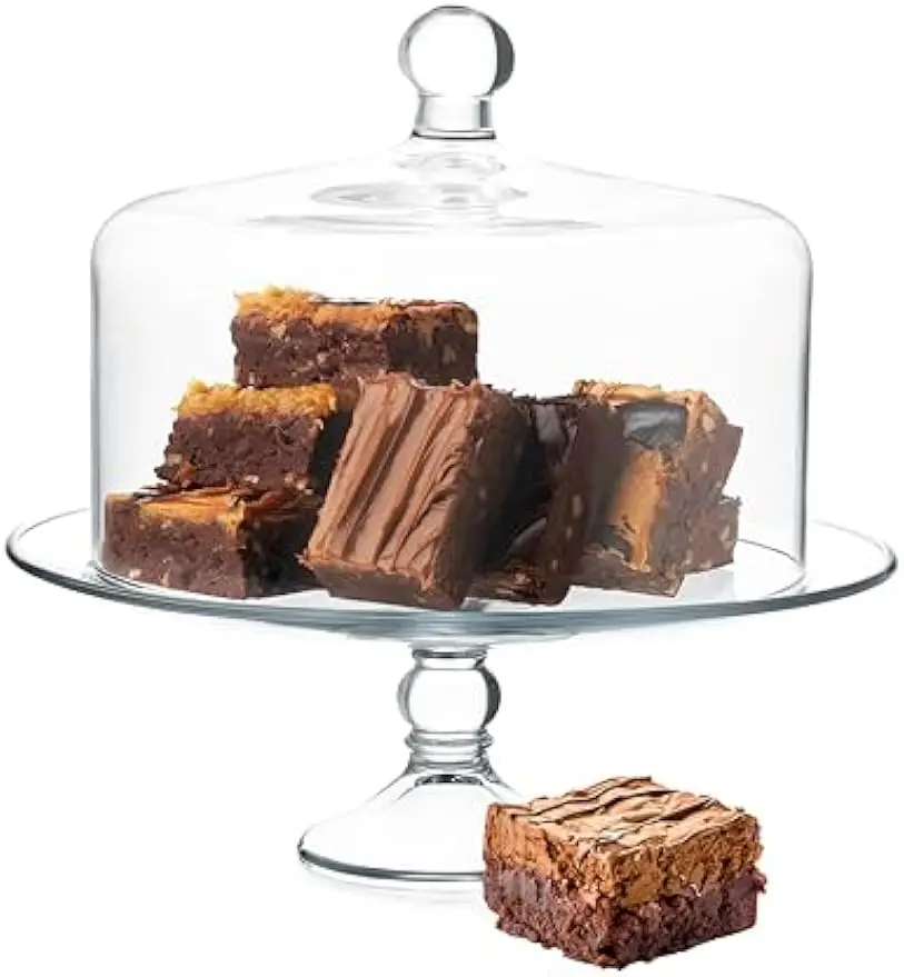 

Элегантная изогнутая стеклянная подставка для торта с купольной крышкой, универсальное сервировочное блюдо для десертов