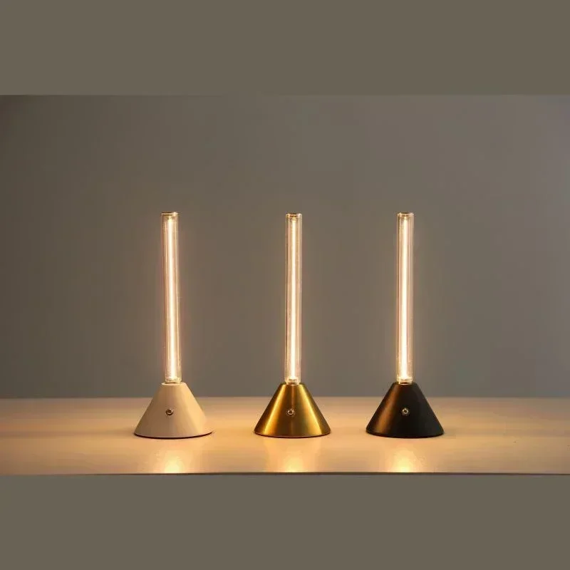 

Светодиодная настольная лампа с регулируемой яркостью, перезаряжаемая, с сенсорным датчиком на батарейках, портативная настольная лампа для домашних баров, спален, светодиодный ночник