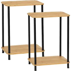 Bedside table 2-piece set, 2-tier small side table for small spaces, industrial end table, bedside table with storage shelves
