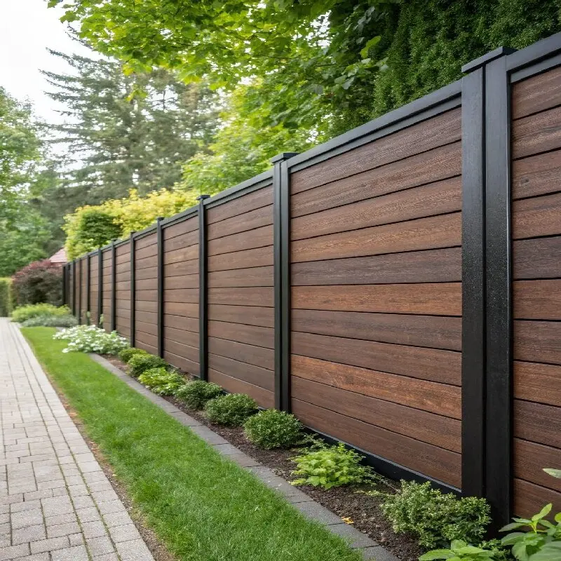 Outdoor WPC Fencing Wood Plastic Composite Privacy Fence Waterproof Anti Fade Garden Panels For Backyard Patio Villa Boundary