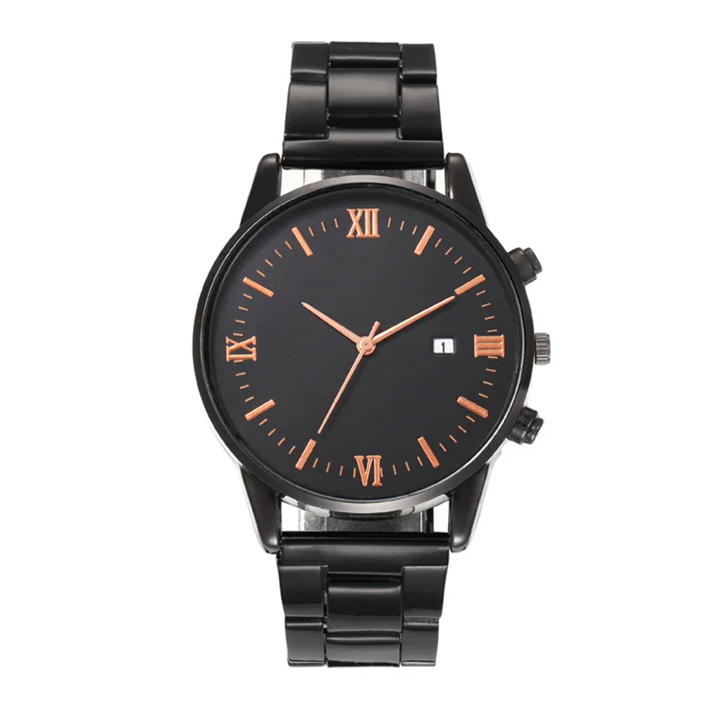 

Мужской деловой подарочный набор из 4 предметов, кварцевые часы с календарем, наручные часы, ожерелье, браслет, кольцо, аксессуары