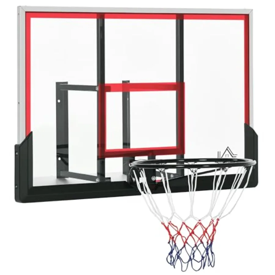 

Wall Mounted Basketball Hoop Basketball Goal Combo Kit with 43 x 30 Shatter Proof Backboard Durable Bracket and All Weather Net