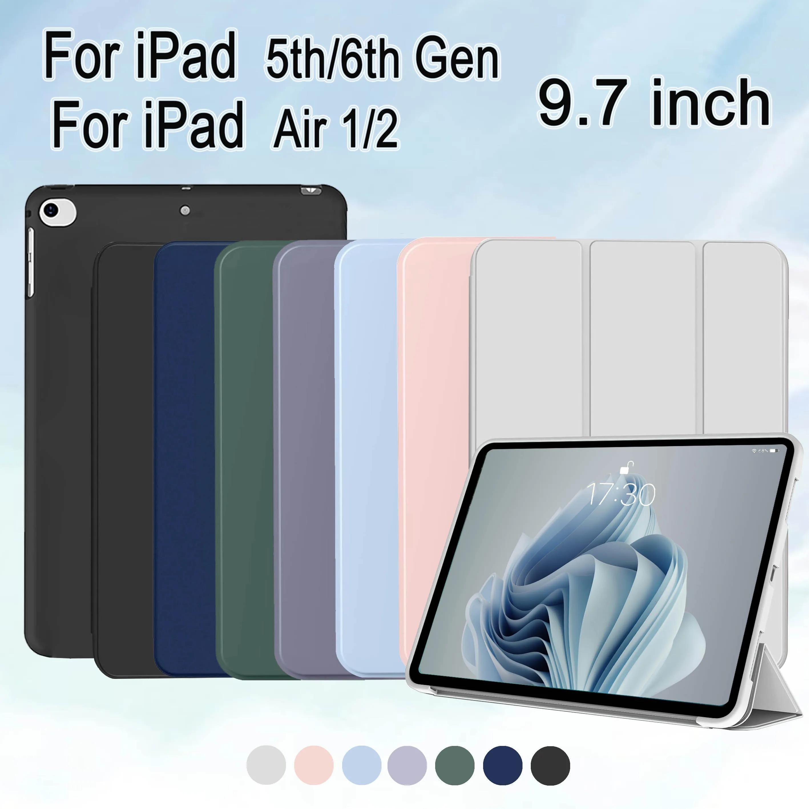 

Smart Case for iPad 9.7 Inch iPad 6th/5th Generation, iPad Air 2/Air 1, Slim Soft TPU Stand Smart Cover for iPad 9.7 2018 2017