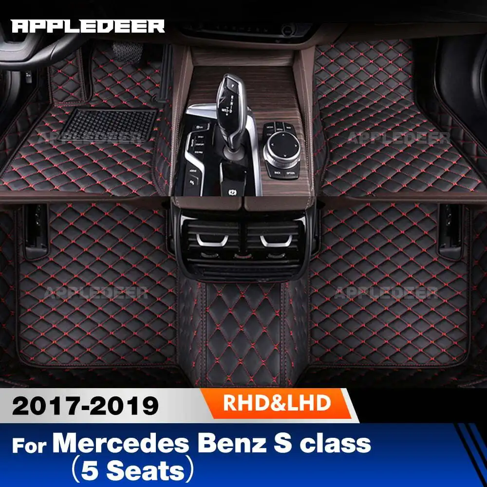 

Custom Car Floor Mats For Mercedes Benz S class 5 Seats 2017 2018 2019 Automobile Carpet Cover Interior Details Accessories