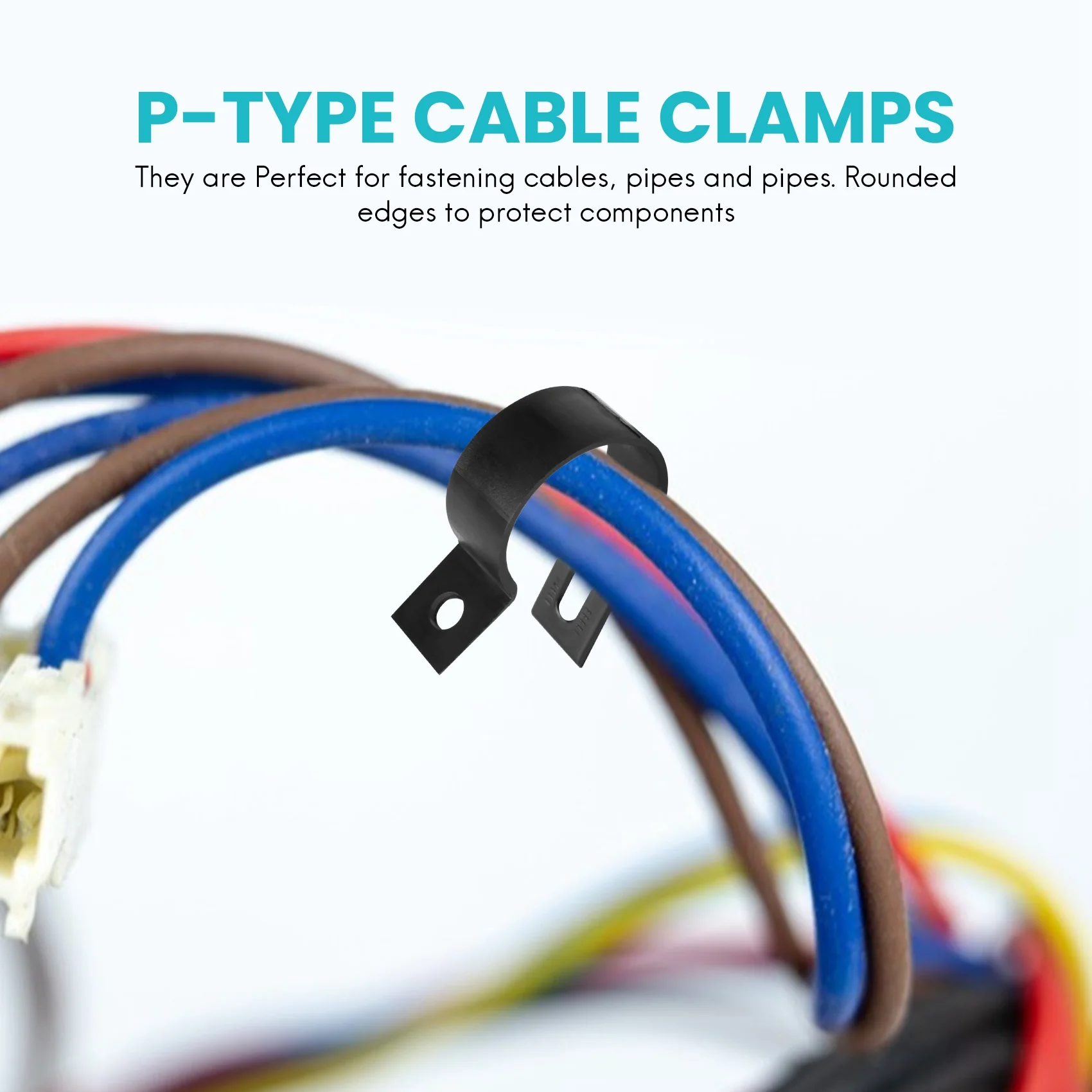 HOT 200Pcs R-Type P-Type Cable Clamps Plastic Nylon Wire Clip Assortment Kit Hardware Tools Cable Clip Buckle Clips Ties~Jul.