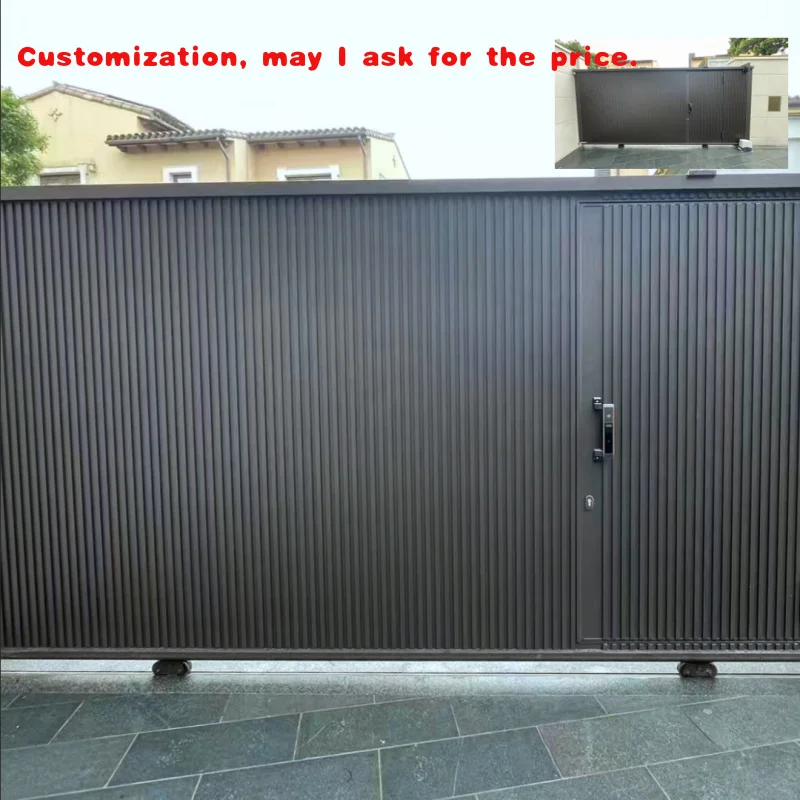 

custom.Morden Luxury Style Aluminum Gate Courtyard Outdoor Barrier Driveway Sliding Yard Fence Yards Aluminum Alloy