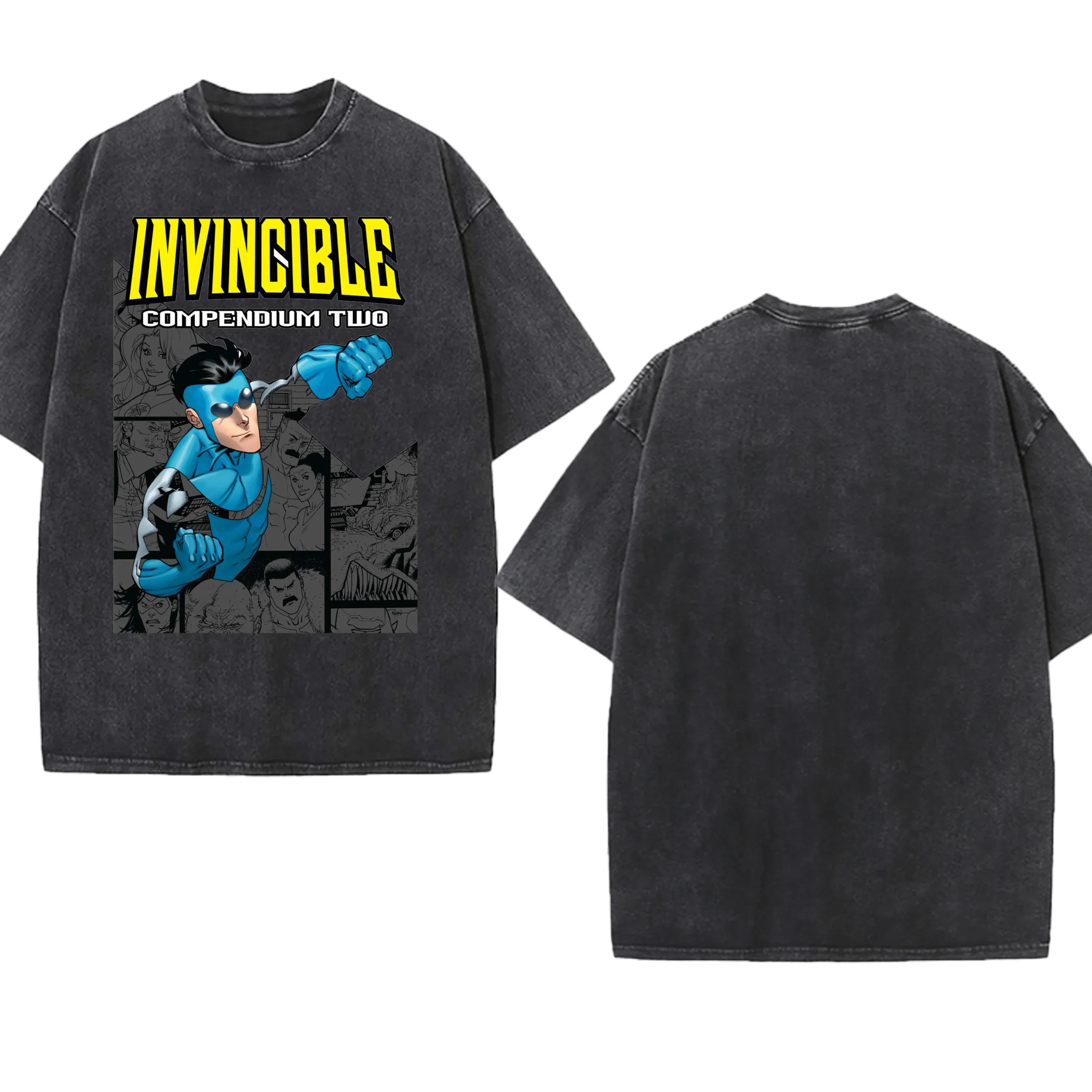

Новая потертая футболка Invincible, лучшие футболки с рисунком комиксов, хлопковые футболки унисекс с круглым вырезом в стиле хип-хоп, мужские и женские уличные футболки с коротким рукавом