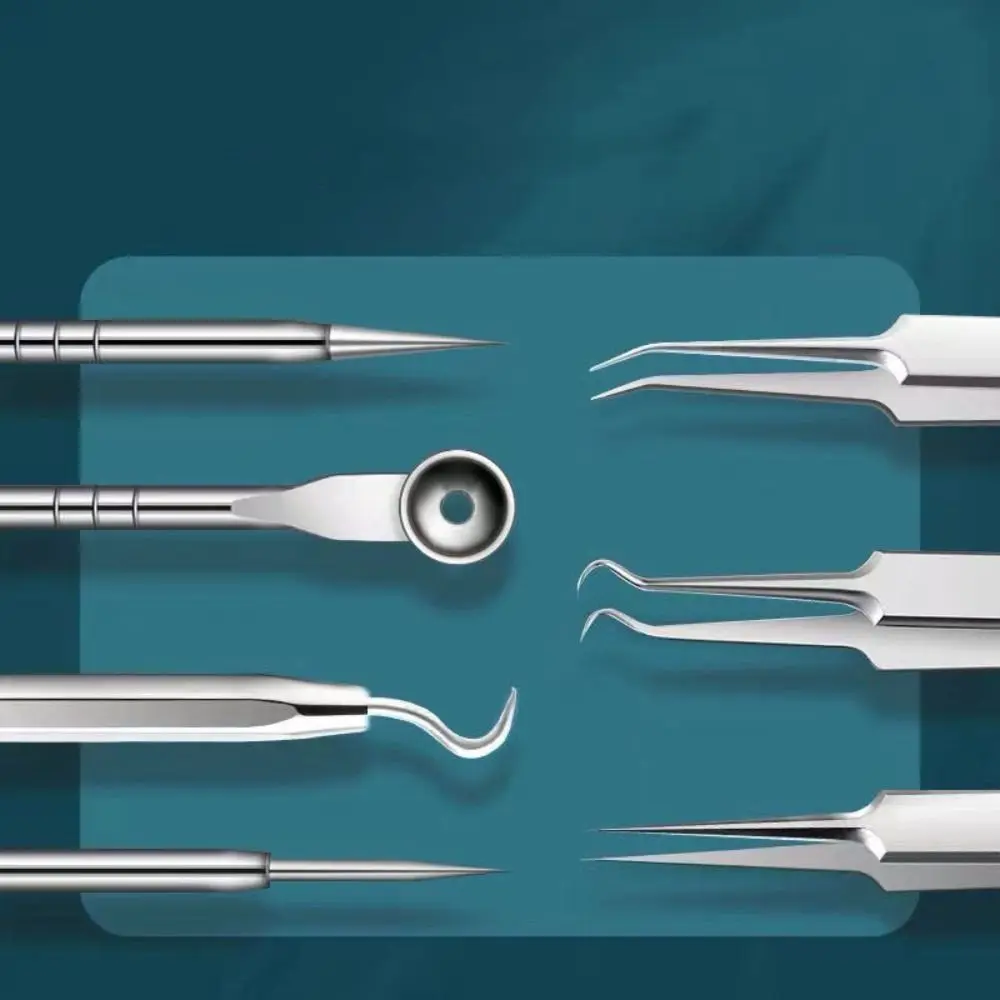 8 szt./zestaw Artefakt do skrobania i zamykania, pielęgnacja twarzy, salon kosmetyczny, klips do komórek, igła do trądziku, pęseta do wągrów, usuwanie pryszczy