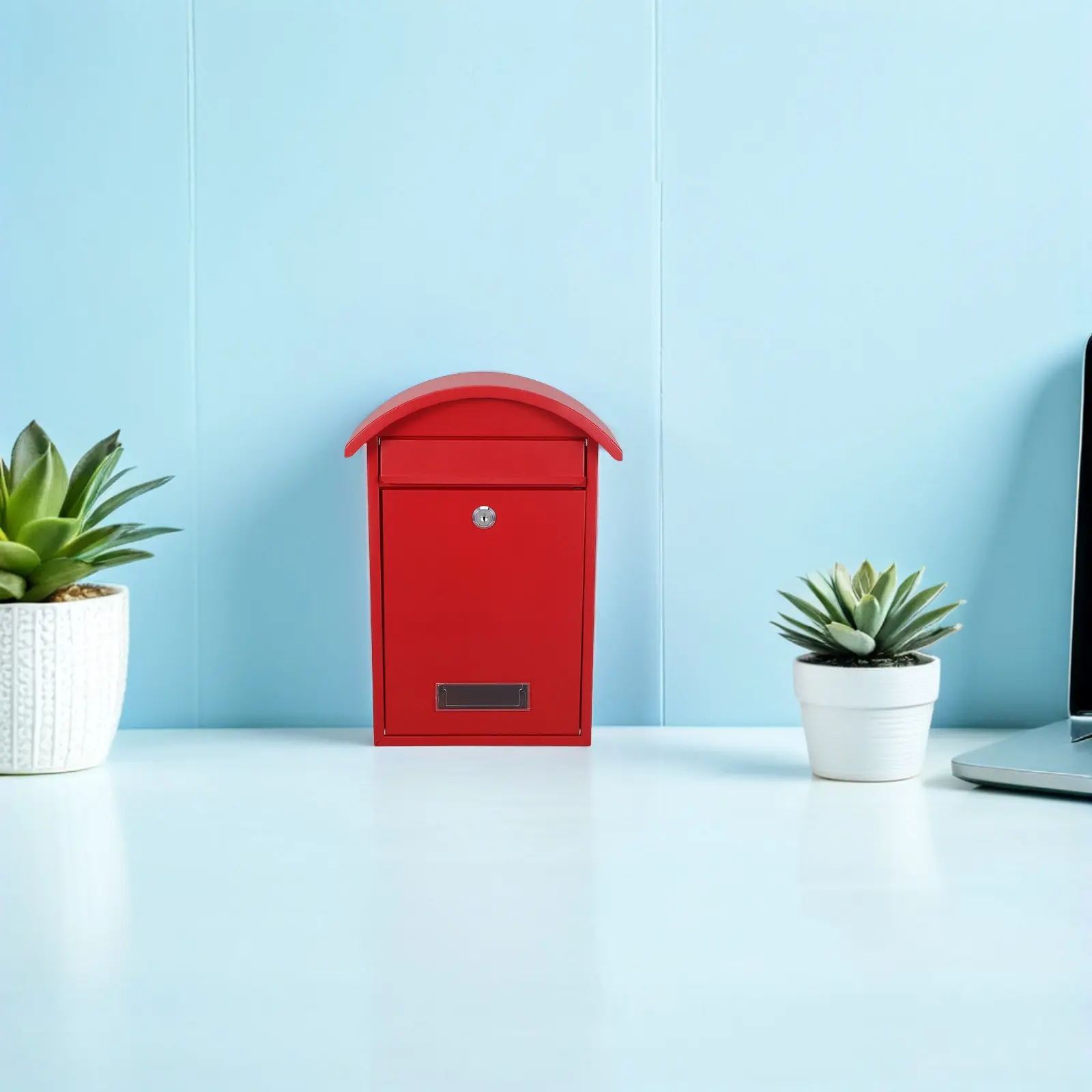 Red Lockable Wall Mailbox 14x10x4 Modern Security Letter Box Spacious Outdoor Office Home Wall Mount Mailbox Locking Letter Box
