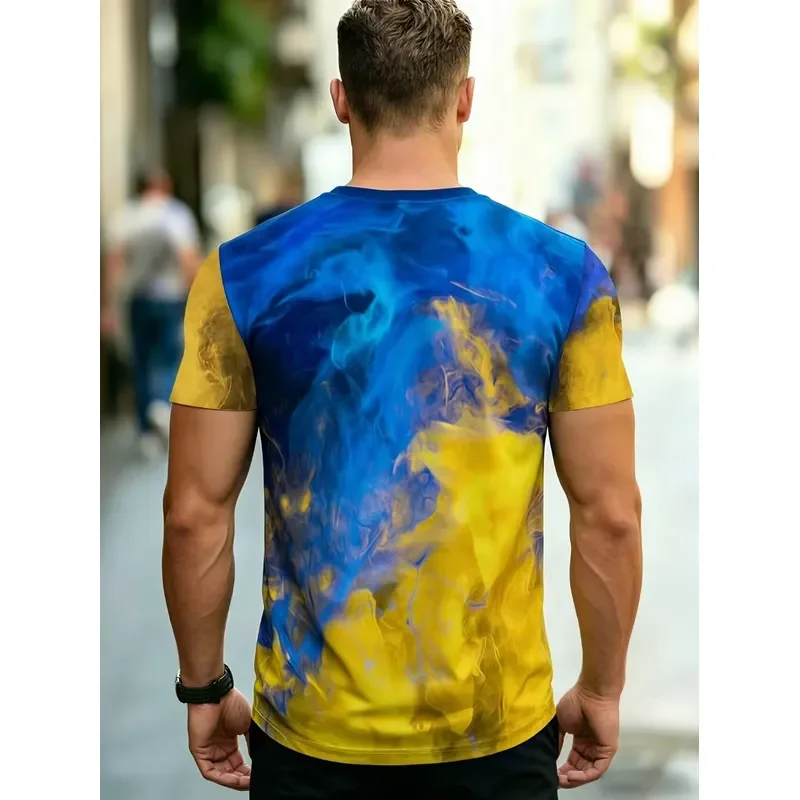 Men T Shirt Smoke Marble Tie Dye 3D Print Short Sleeve Quick Dry Breathable Sport Outdoor Street Casual Fashion Summer Top