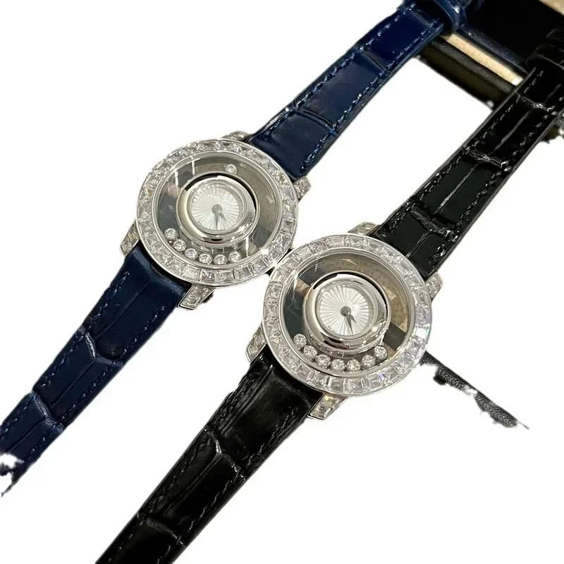 

Simple Chopin Hollow Women's Watch Light Luxury Happy Diamond Watch 5 Diamond Quartz Watch 7 Diamond Transparent Alligator