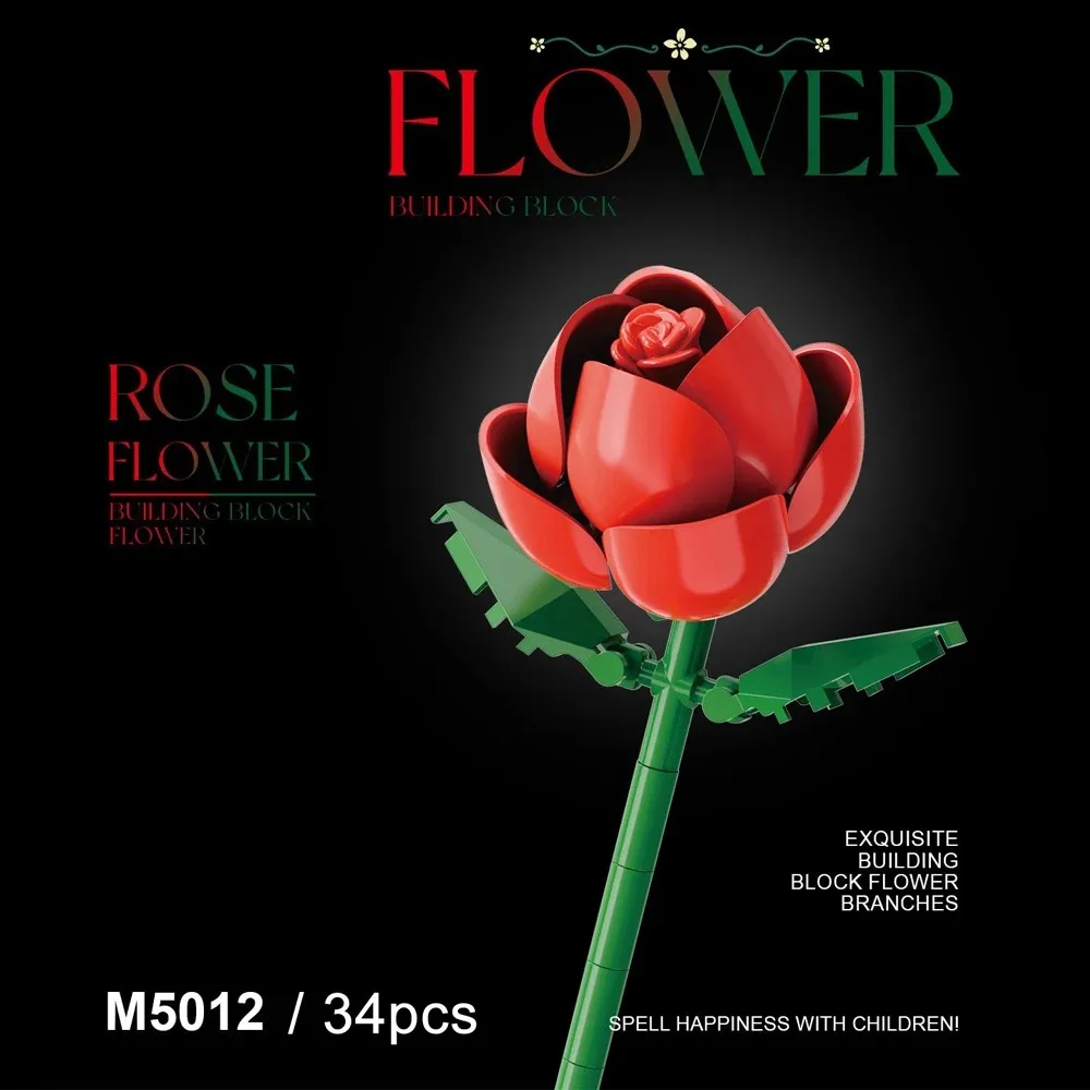 Building Block Flower Set, DIY Floral Decoration Kit, Suitable for desktop Decoration and Room Accessories – a Perfect Gift Idea