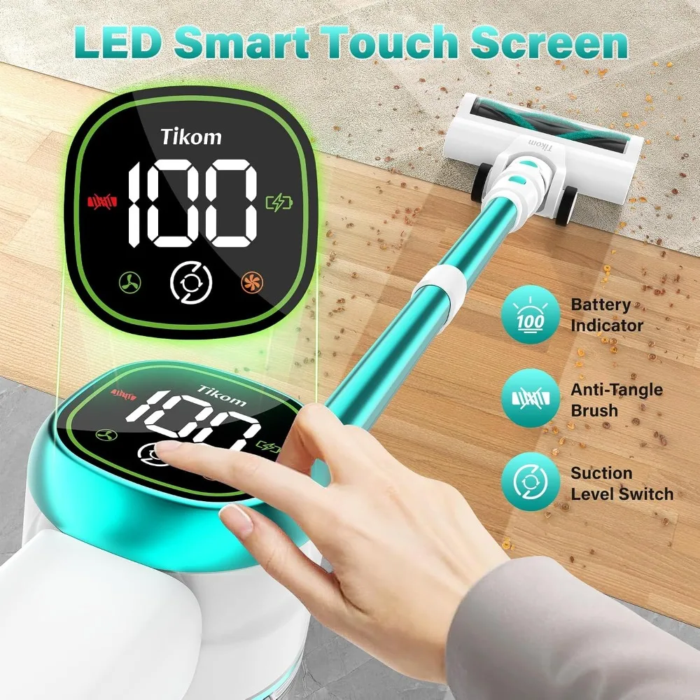 450W 40KPa Cordless Vacuum with LED Touch Screen, Wall Dock, Anti-Tangle, Lightweight for Pet Hair & Hard Floor view 3
