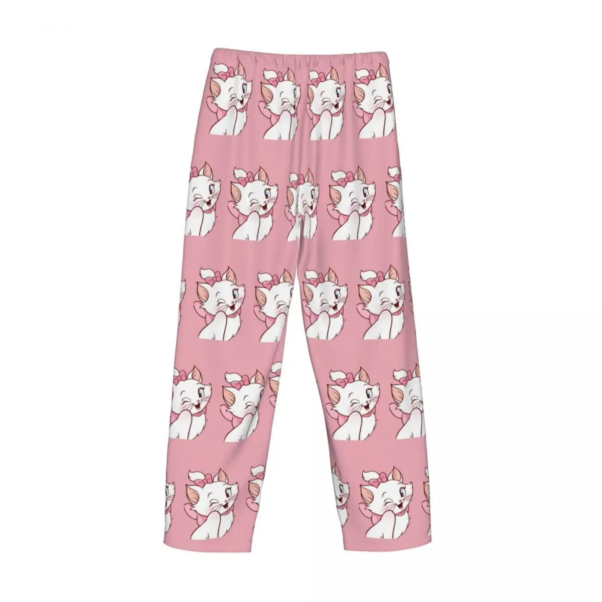 Pantalones de pijama de gato Marie personalizados para hombre, pantalones de dormir con cordón y bolsillos para dormir, película de gatito femenino